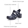 image:imageHee grand Crystal Jelly Heel Sandals for Women Summer Beach Jelly ShoesHeelblack