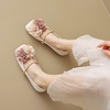image:imageHee grand Flat Shoes Women Square Toe Slip On Ballet Flats with Chain Strap Exquisite Decorative Flower Dress ShoesApricot