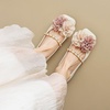 image:imageHee grand Flat Shoes Women Square Toe Slip On Ballet Flats with Chain Strap Exquisite Decorative Flower Dress ShoesApricot