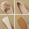 image:imageHee grand Flat Shoes Women Square Toe Slip On Ballet Flats with Chain Strap Exquisite Decorative Flower Dress ShoesApricot