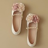 image:imageHee grand Flat Shoes Women Square Toe Slip On Ballet Flats with Chain Strap Exquisite Decorative Flower Dress ShoesApricot
