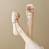 image:imageHee grand Flat Shoes Women Square Toe Slip On Ballet Flats with Chain Strap Exquisite Decorative Flower Dress ShoesApricot