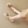 image:imageHee grand Flat Shoes Women Square Toe Slip On Ballet Flats with Chain Strap Exquisite Decorative Flower Dress ShoesKhaki