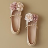 image:imageHee grand Flat Shoes Women Square Toe Slip On Ballet Flats with Chain Strap Exquisite Decorative Flower Dress ShoesKhaki