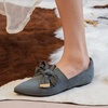 image:imageHee grand Flats for Women Bowknot Pointed Toe Ballet Flats Comfort Suede Work Shoes Casual Slip On Loafers Walking Shoes545grey