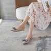 image:imageHee grand Flats for Women Pointed Toe Bowknot Crystals Shoes Glittering Rhinestone Wedding Dress Shoes193apricot