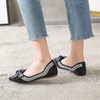 image:imageHee grand Flats for Women Pointed Toe Bowknot Crystals Shoes Glittering Rhinestone Wedding Dress Shoes193black