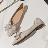 image:imageHee grand Flats for Women Pointed Toe Bowknot Crystals Shoes Glittering Rhinestone Wedding Dress Shoes427apricot