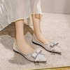 image:imageHee grand Flats for Women Pointed Toe Bowknot Crystals Shoes Glittering Rhinestone Wedding Dress Shoes427apricot