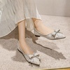 image:imageHee grand Flats for Women Pointed Toe Bowknot Crystals Shoes Glittering Rhinestone Wedding Dress Shoes427apricot