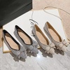 image:imageHee grand Flats for Women Pointed Toe Bowknot Crystals Shoes Glittering Rhinestone Wedding Dress Shoes427apricot