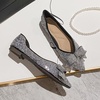 image:imageHee grand Flats for Women Pointed Toe Bowknot Crystals Shoes Glittering Rhinestone Wedding Dress Shoes427black