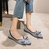 image:imageHee grand Flats for Women Pointed Toe Bowknot Crystals Shoes Glittering Rhinestone Wedding Dress Shoes427black