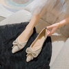 image:imageHee grand Flats for Women Pointed Toe Bowknot Crystals Shoes Glittering Rhinestone Wedding Dress Shoes434apricot