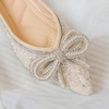 image:imageHee grand Flats for Women Pointed Toe Bowknot Crystals Shoes Glittering Rhinestone Wedding Dress Shoes434apricot