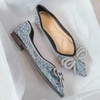 image:imageHee grand Flats for Women Pointed Toe Bowknot Crystals Shoes Glittering Rhinestone Wedding Dress Shoes434black