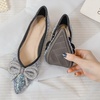 image:imageHee grand Flats for Women Pointed Toe Bowknot Crystals Shoes Glittering Rhinestone Wedding Dress Shoes434black