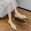 image:imageHee grand Flats for Women Pointed Toe Bowknot Crystals Shoes Glittering Rhinestone Wedding Dress Shoes435apricot