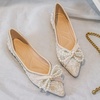image:imageHee grand Flats for Women Pointed Toe Bowknot Crystals Shoes Glittering Rhinestone Wedding Dress Shoes435apricot