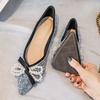 image:imageHee grand Flats for Women Pointed Toe Bowknot Crystals Shoes Glittering Rhinestone Wedding Dress Shoes435black