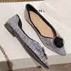 image:imageHee grand Flats for Women Pointed Toe Bowknot Crystals Shoes Glittering Rhinestone Wedding Dress Shoes436black
