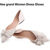 image:imageHee grand Flats for Women Pointed Toe Bowknot Crystals Shoes Glittering Rhinestone Wedding Dress Shoes451apricot