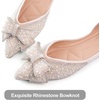 image:imageHee grand Flats for Women Pointed Toe Bowknot Crystals Shoes Glittering Rhinestone Wedding Dress Shoes451apricot