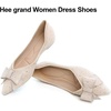 image:imageHee grand Flats for Women Pointed Toe Bowknot Crystals Shoes Glittering Rhinestone Wedding Dress Shoes469apricot