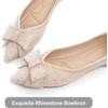 image:imageHee grand Flats for Women Pointed Toe Bowknot Crystals Shoes Glittering Rhinestone Wedding Dress Shoes469apricot