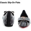 image:imageHee grand Flats for Women Pointed Toe Bowknot Crystals Shoes Glittering Rhinestone Wedding Dress Shoes469black