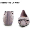 image:imageHee grand Flats for Women Pointed Toe Bowknot Crystals Shoes Glittering Rhinestone Wedding Dress Shoes469purple