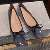 image:imageHee grand Flats for Women Sparkly Sequin Dress Shoes Cute Bowknot Square Toe Comfortable Slip On Ballet FlatsBlack