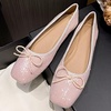 image:imageHee grand Flats for Women Sparkly Sequin Dress Shoes Cute Bowknot Square Toe Comfortable Slip On Ballet FlatsPink