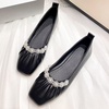 image:imageHee grand Flats for Women Square Toe Slip On Ballet Flats Elegant Pearl Comfortable Low Heel Dress Shoes Soft Walking ShoesBlack