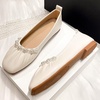 image:imageHee grand Flats for Women Square Toe Slip On Ballet Flats Elegant Pearl Comfortable Low Heel Dress Shoes Soft Walking ShoesWhite