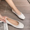 image:imageHee grand Flats for Women Square Toe Slip On Ballet Flats Elegant Pearl Comfortable Low Heel Dress Shoes Soft Walking ShoesWhite