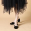 image:imageHee grand Foldable Flats for Women Classic Square Toe Ballet Shoes Cute BowKnot Patent Leather Dress Shoes Comfort Womens FlatsBlack