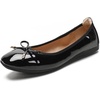 image:imageHee grand Foldable Flats for Women Classic Square Toe Ballet Shoes Cute BowKnot Patent Leather Dress Shoes Comfort Womens FlatsBlack
