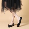 image:imageHee grand Foldable Flats for Women Classic Square Toe Ballet Shoes Cute BowKnot Patent Leather Dress Shoes Comfort Womens FlatsBlack