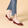 image:imageHee grand Foldable Flats for Women Classic Square Toe Ballet Shoes Cute BowKnot Patent Leather Dress Shoes Comfort Womens FlatsBurgundy