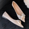 image:imageHee grand Glitter Rhinestone Bowknot Pointed Toe Ballet Flats for Women Sparkling Crystals Fashion Wedding Dress Shoes Comfort SlipOn Work FlatsBapricot