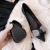 image:imageHee grand Glitter Rhinestone Bowknot Pointed Toe Ballet Flats for Women Sparkling Crystals Fashion Wedding Dress Shoes Comfort SlipOn Work FlatsBblack