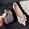 image:imageHee grand Glitter Rhinestone Bowknot Pointed Toe Ballet Flats for Women Sparkling Crystals Fashion Wedding Dress Shoes Comfort SlipOn Work FlatsCapricot