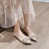 image:imageHee grand Glitter Rhinestone Bowknot Pointed Toe Ballet Flats for Women Sparkling Crystals Fashion Wedding Dress Shoes Comfort SlipOn Work FlatsCapricot