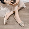 image:imageHee grand Glitter Rhinestone Bowknot Pointed Toe Ballet Flats for Women Sparkling Crystals Fashion Wedding Dress Shoes Comfort SlipOn Work FlatsCapricot