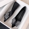 image:imageHee grand Glitter Rhinestone Bowknot Pointed Toe Ballet Flats for Women Sparkling Crystals Fashion Wedding Dress Shoes Comfort SlipOn Work FlatsCblack