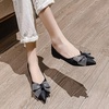 image:imageHee grand Glitter Rhinestone Bowknot Pointed Toe Ballet Flats for Women Sparkling Crystals Fashion Wedding Dress Shoes Comfort SlipOn Work FlatsCblack