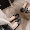 image:imageHee grand Glitter Rhinestone Bowknot Pointed Toe Ballet Flats for Women Sparkling Crystals Fashion Wedding Dress Shoes Comfort SlipOn Work FlatsCblack