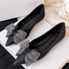 image:imageHee grand Glitter Rhinestone Bowknot Pointed Toe Ballet Flats for Women Sparkling Crystals Fashion Wedding Dress Shoes Comfort SlipOn Work FlatsCblack