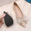 image:imageHee grand Glitter Rhinestone Bowknot Pointed Toe Ballet Flats for Women Sparkling Crystals Fashion Wedding Dress Shoes Comfort SlipOn Work FlatsDapricot